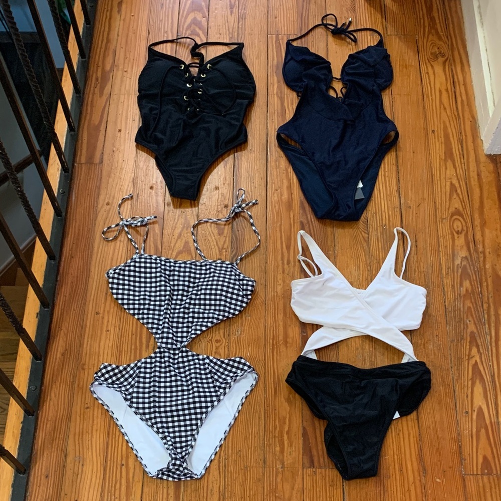 Abercrombie One Piece Swimwear Bundle of Four - Size Small - Black/White/Navy